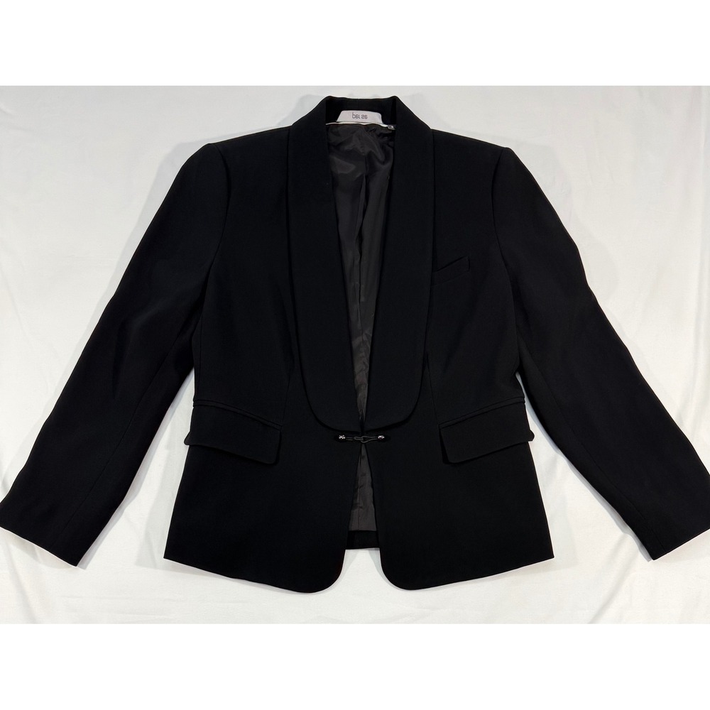 Per Se Womens Black Shawl Lapel Toggle Closure Blazer Jacket Size 8